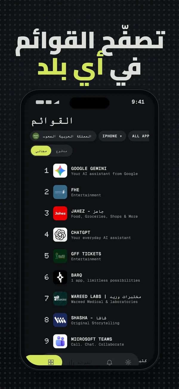 أفضل تطبيقات iPhone المجانية في قائمة دولة واحدة