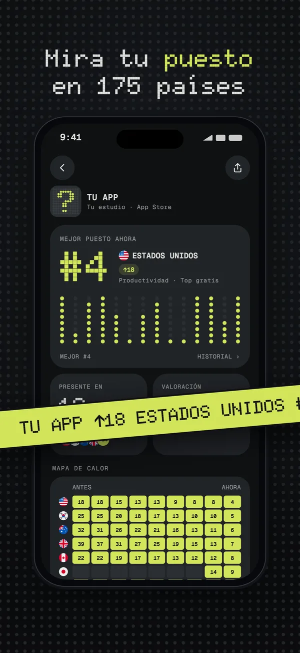Una app en el puesto #4 de Estados Unidos, presente en el ranking de 18 países