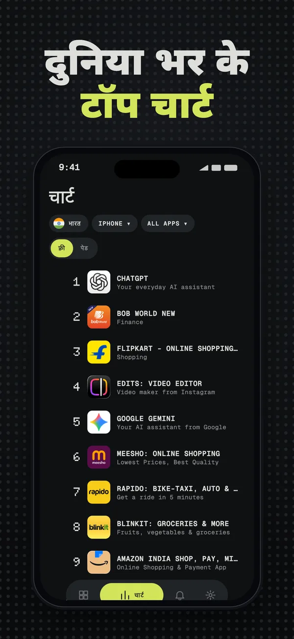 एक देश के चार्ट में टॉप फ़्री iPhone ऐप