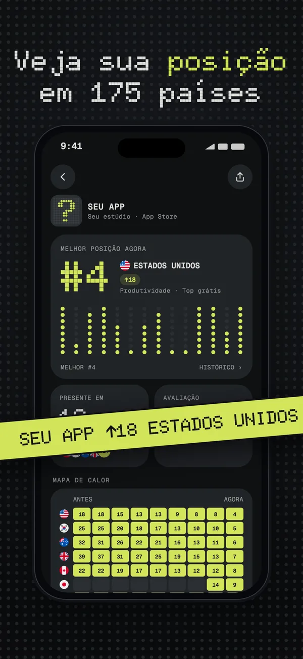 Um app em #4 nos Estados Unidos, presente no ranking de 18 países